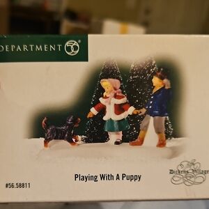 Department 56 Dickens Village Winter Scene with Children and Puppy
